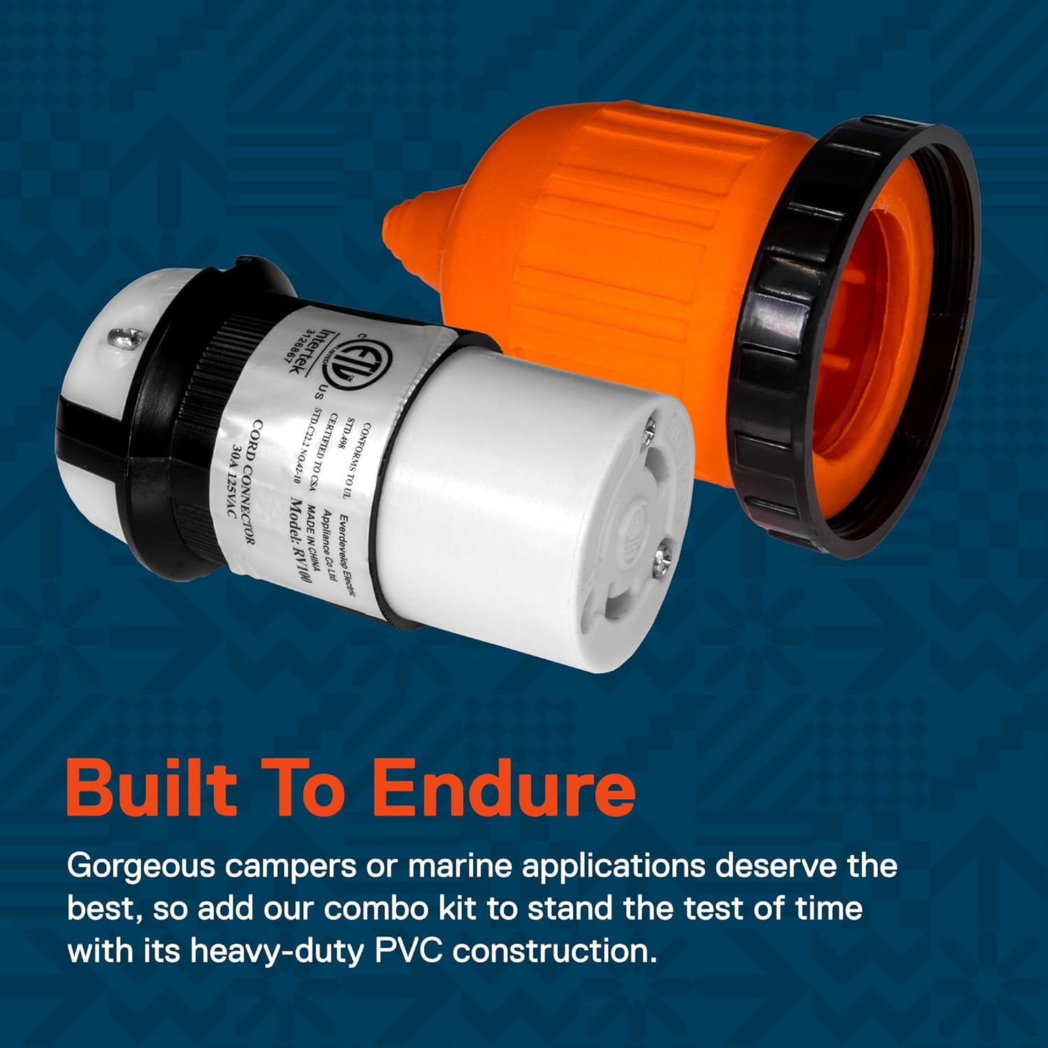 True Mods 30A RV Power Inlet Shore Power Outlet Supply Kit + Twist Lock Cord End Boot Protector & 30 Amp Receptacle Plug for Boat Trailer [L5-30 125V] [Low Profile] [LED Indicator Light] [ETL] - BLACK