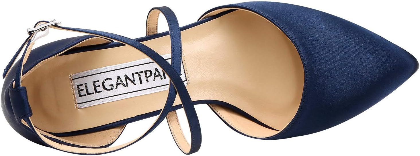 ELEGANTPARK Heels for Women Closed Toe Strappy Pointed High Heel Pumps Satin Pointy Wedding Evening Dress Shoes - Image 7