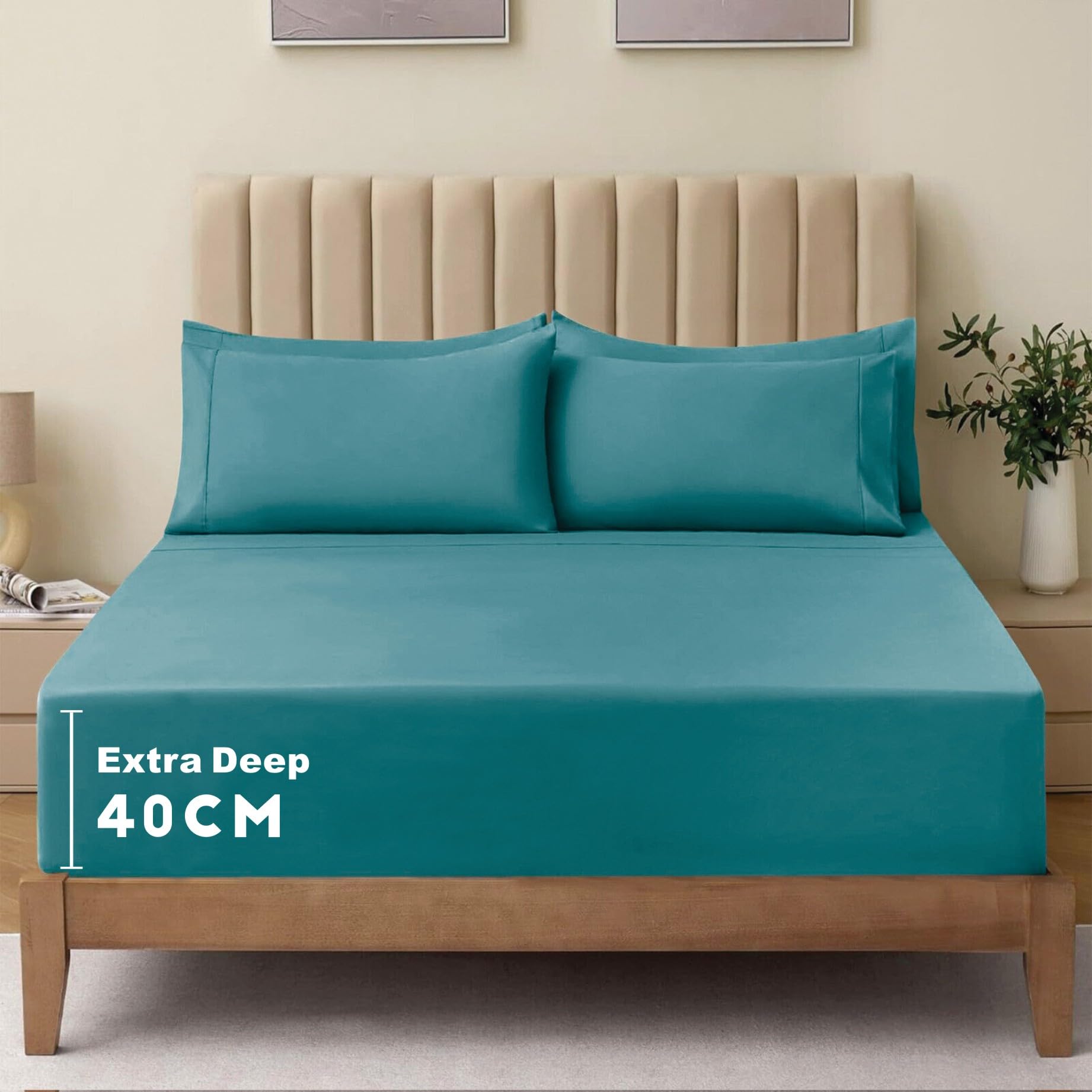 Hotel Comfort Queen Fitted Sheet Set/3 Pieces 2000TC Ultra Soft Durable Brushed Microfiber Bed...