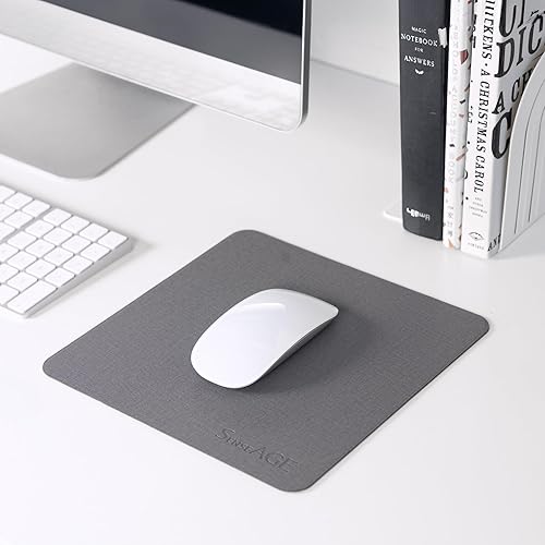 Miniatura 6 de SenseAGE Alfombrilla de mouse delgada para el hogaroficina, alfombrilla portátil para computadora y laptop, estilo de tela, piel vegana, base