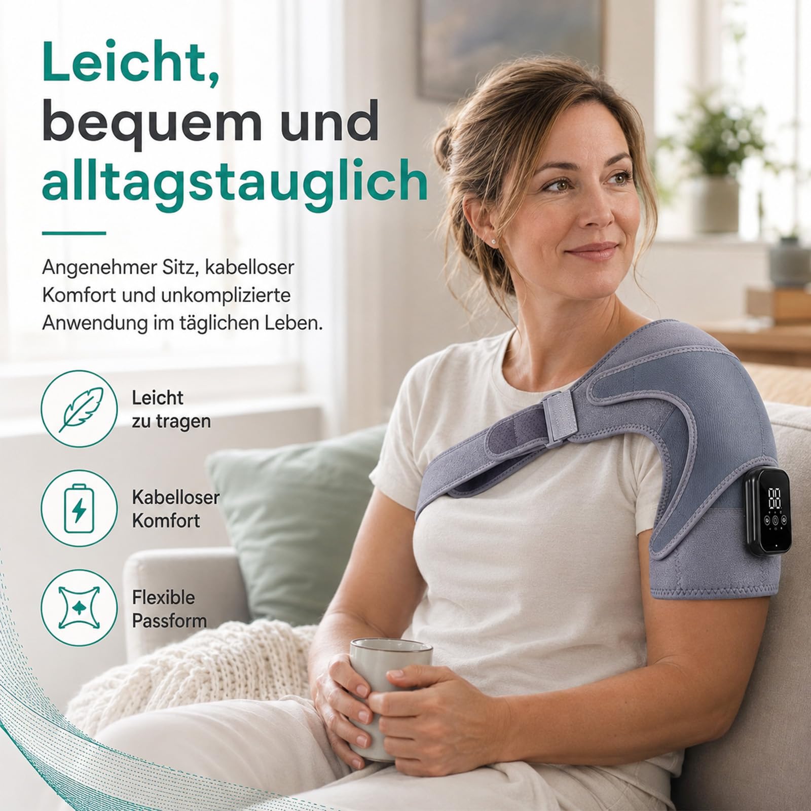 Relivera 3-In-1 Schultermassage Mit Dreifacher Massagefunktion | Kabelloses Design, Lange Akkulaufzeit, Verschiedene Massageprogramme