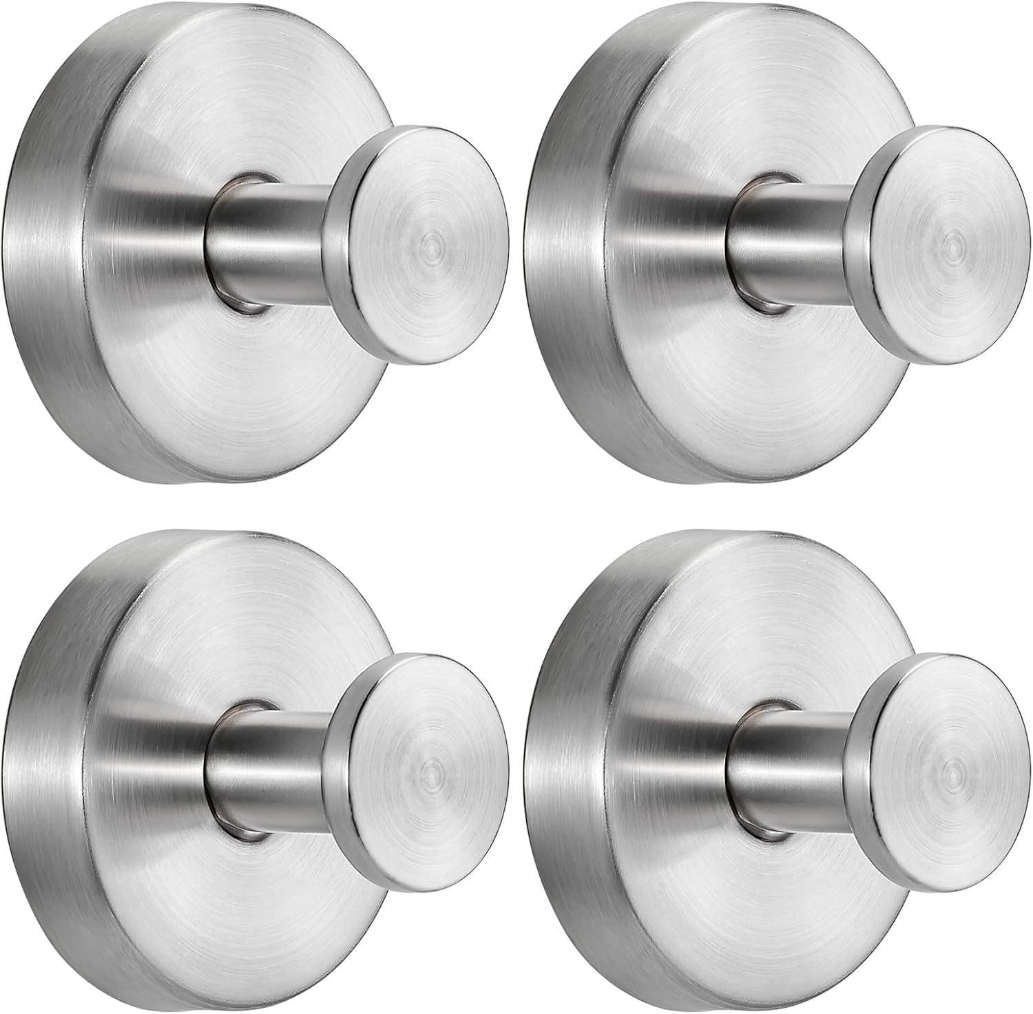 Suction Cup Hooks for Shower Bathroom Hooks for Towels, Robes, Loofah – Mountable on Bathroom Walls, Kitchen, Glass, Mirrors, Tile and Other Smooth, Non-Porous Surfaces Brushed Nickel 4 Pack 4 Brushed Nickel
