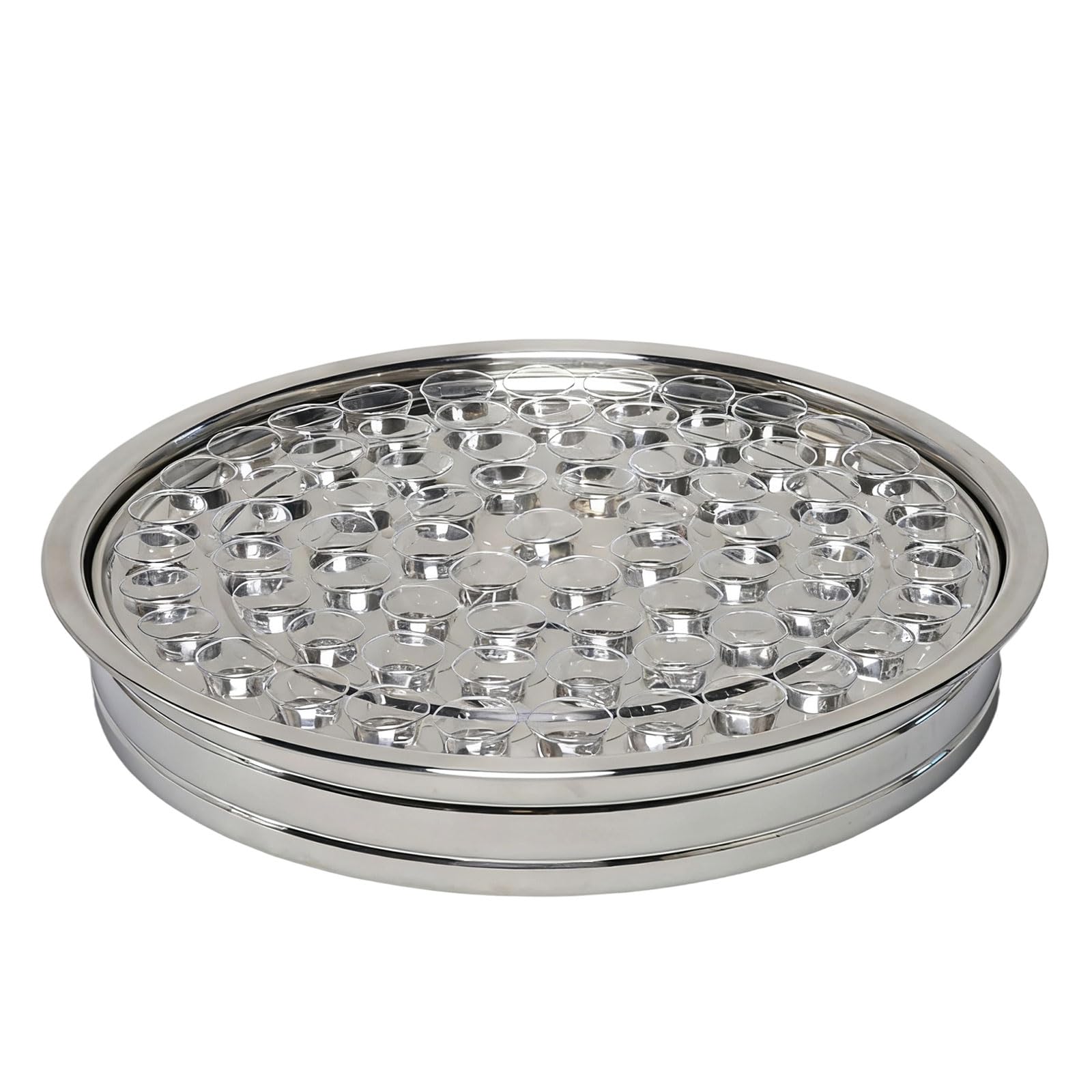 Vassoio per tazza da comunione in acciaio inox, design a 72 fori con coperchio, piatto con grande capacità per servizi religiosi, forniture in chiesa, ciotola per comunione in acciaio inox