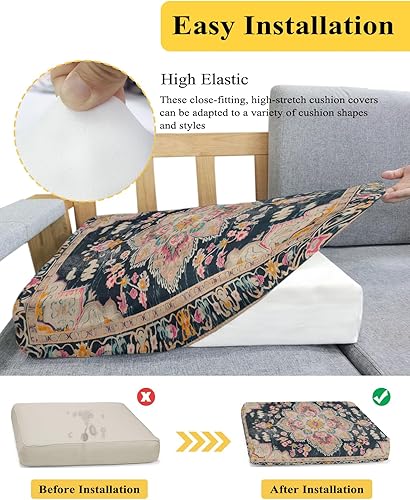 Miniatura 5 de Fundas de cojín elásticas multicolor para sofá, seccional, individual, en forma de T, funda para muebles con parte inferior elástica, estampado