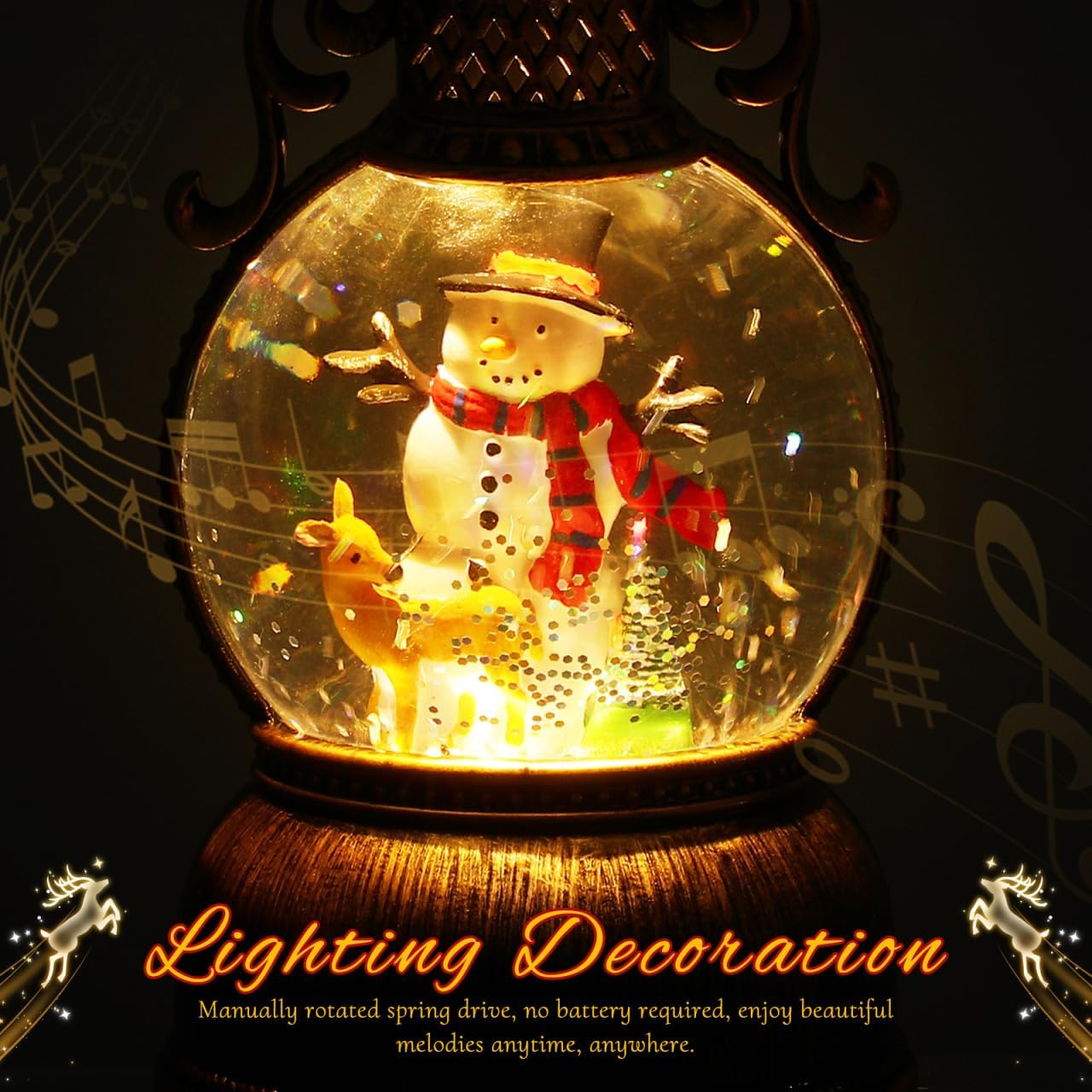 Cabilock Christmas Snow Globe LED Candles Battery Operated Lighted Flameless Lantern Swirling Water Glittering Spinning Candle Home Decor for Thanksgiving Christmas Decoration, Snowman