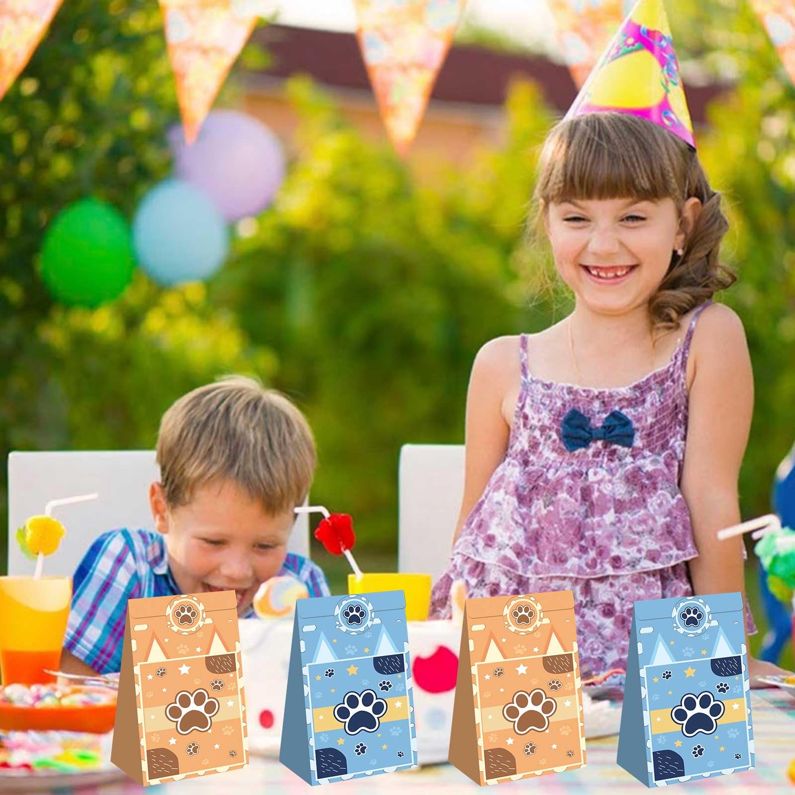 LeiGuoMinyyu 16pcs Cartoon Dog Party Gift Bags with Stickers Birthday Goodie Gift Boxes for Kids Boys Girls Birthday Party Supplies Decorations