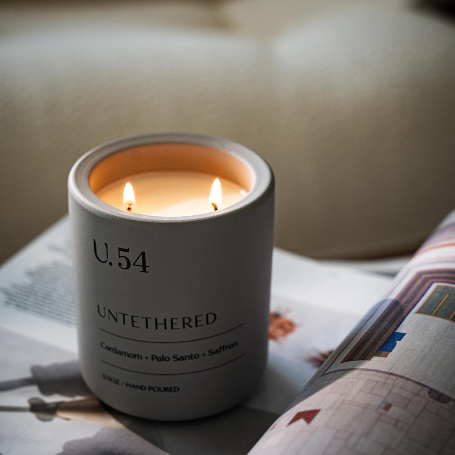 U.54 Luxury Scented Candle – Cardamom, Palo Santo & Amber | Hand-Poured in USA w/ 100% Natural Coconut & Apricot Wax | Double Wick, Long-Lasting Aromatherapy Candle for Home, Gift & Relaxing (12.5 oz) - Image 2