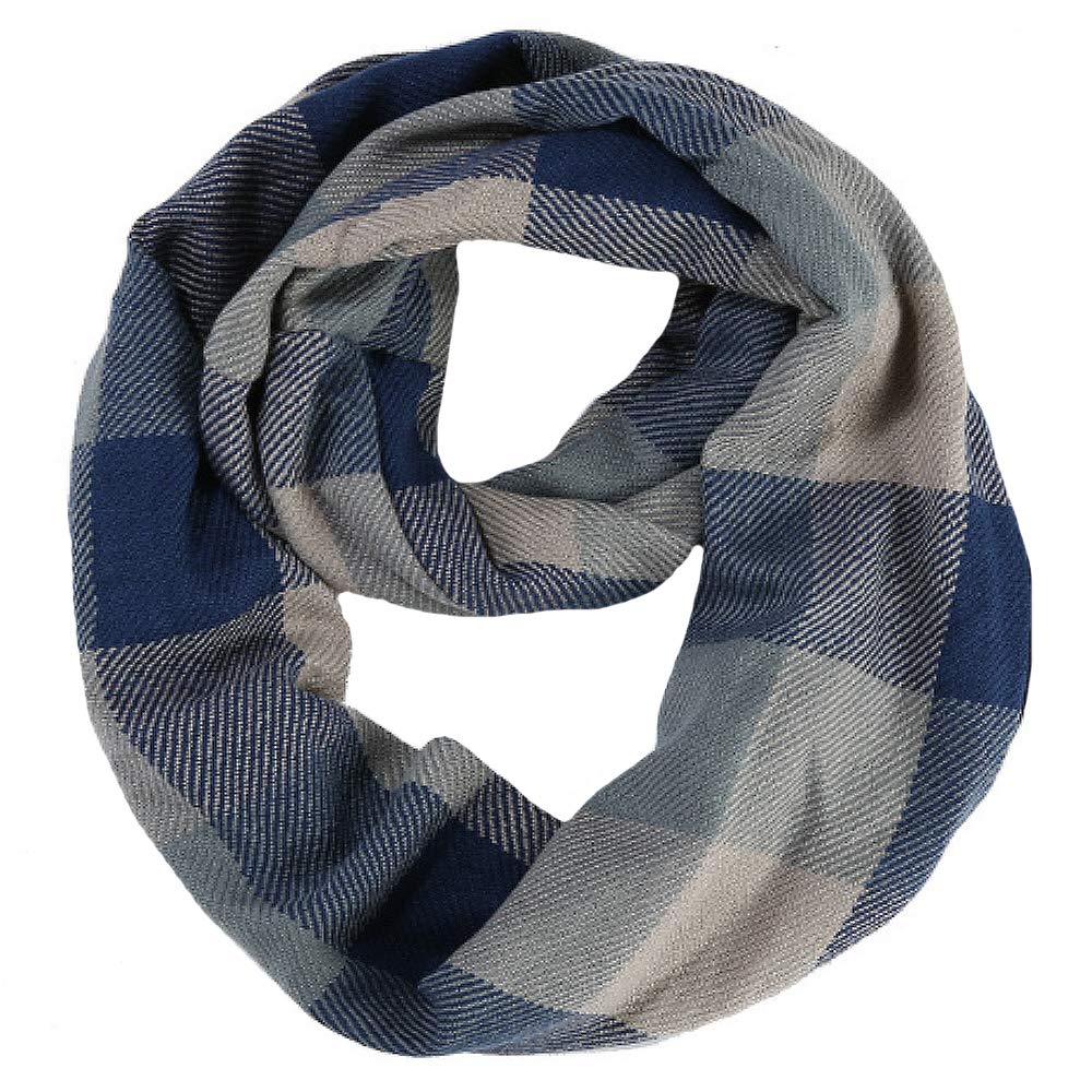 La Huate Women's Pattern 4 La Haute Checkered Infinity Loop Scarf With Zipper Pocket Secret Hidden Pocket Travel Cashmere Snood Shawl