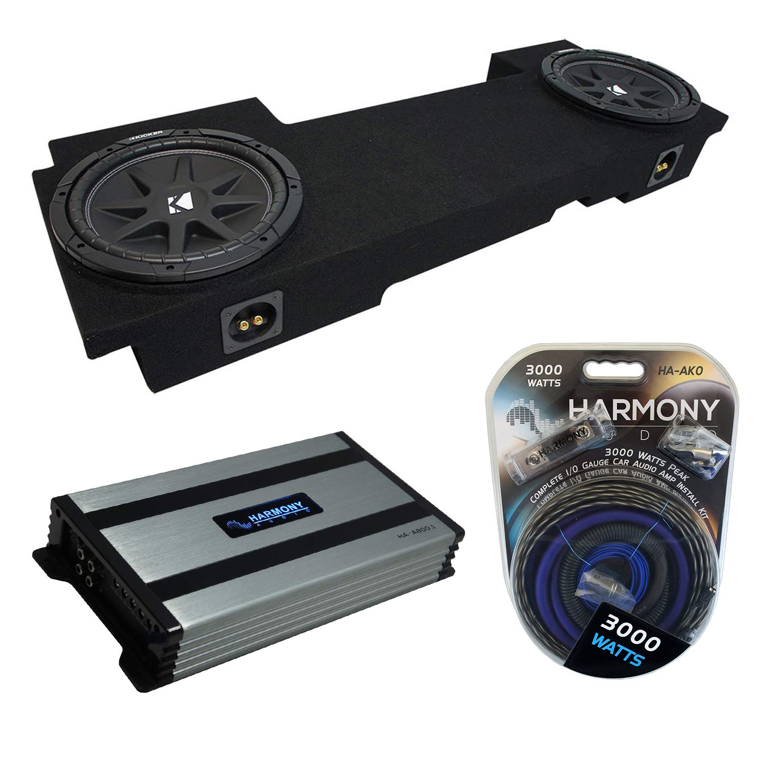 Harmony Audio HA-A800.1 Compatible with Chevy Silverado HD Crew Truck 2002-2013 Class D Mono 1600W Sub Amp, 43C104 10