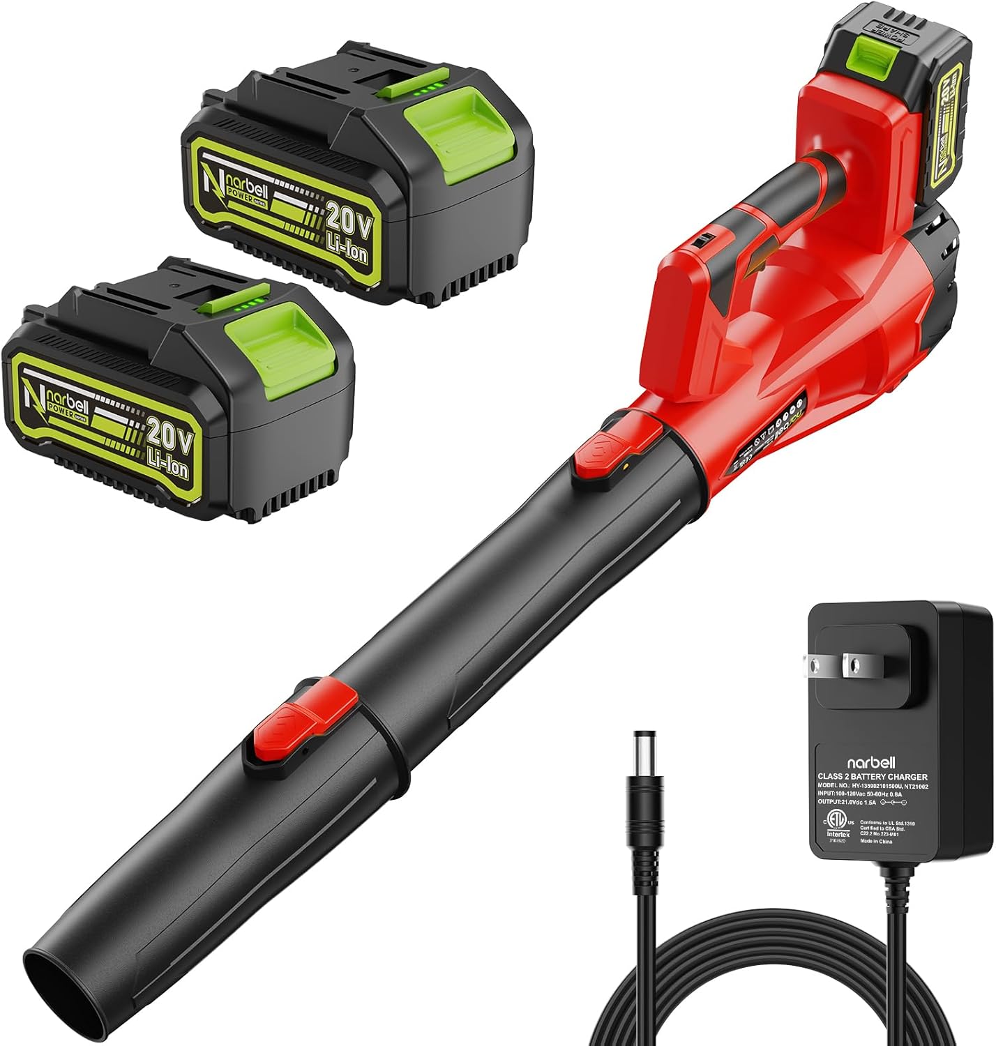 Leaf Blower Cordless 20V, Electric Leaf Blower with 2x4.0 Ah Batteries & Fast Charger, Lightweight Handheld Blower with 2 Tubes for Lawn & Snow Blowing Orange