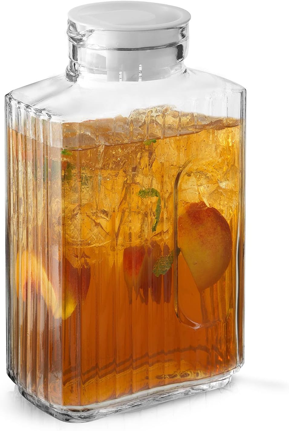 68oz Glass Pitcher with Lid (2 Lids), Rectangle Beverage Serveware and Storage Container for Cold Drinks and Liquids, Water Containers, 2 Quart Pitcher with Lid for Kool Aid and Lemonade - Image 7