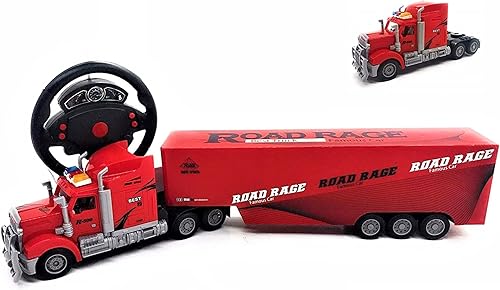 Childrens Fun Interactive - Luces y sonidos interactivos con pilas semirremolque de 23 pulgadas transportador de gran resistencia - Rojo