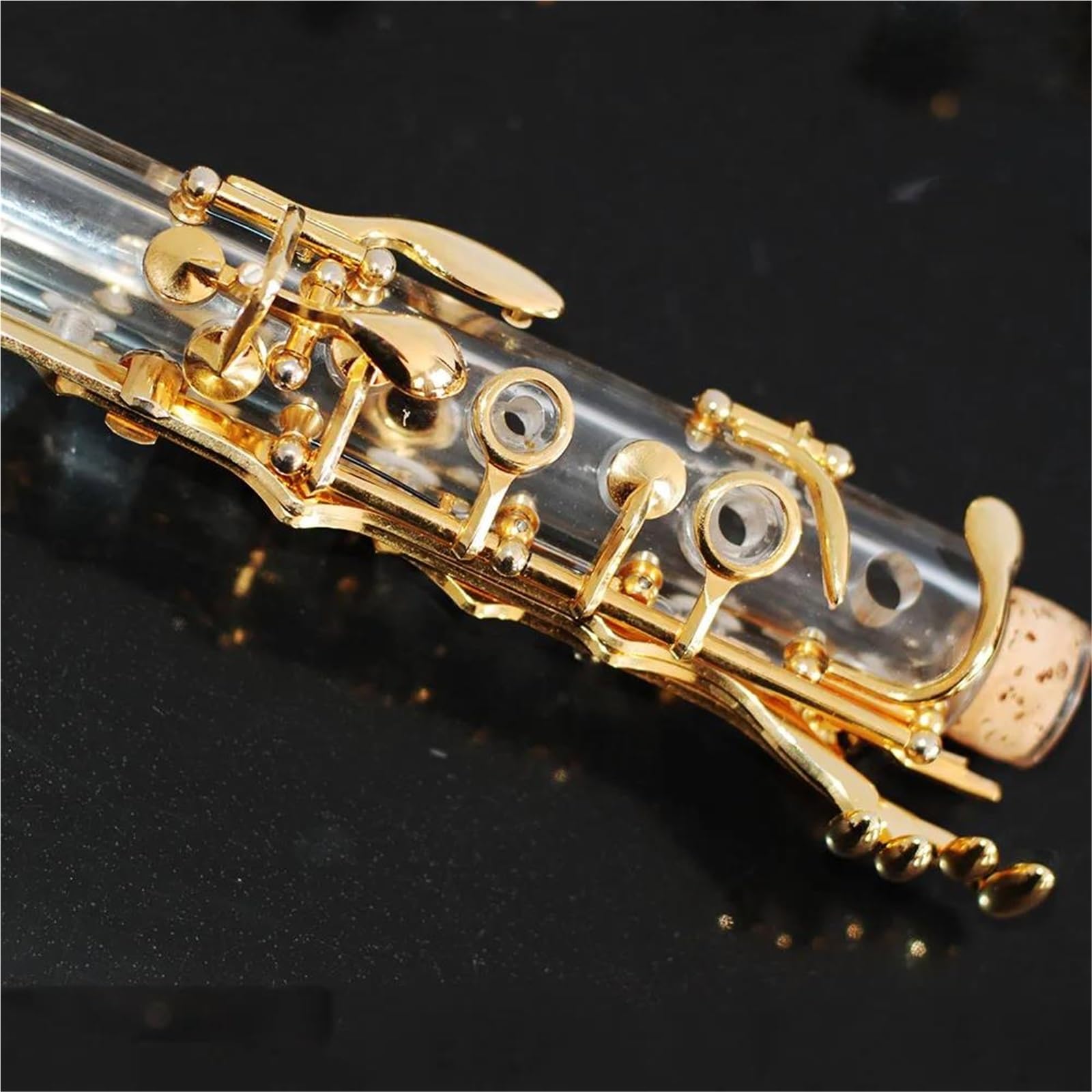 Clarinetto Clarinetto acrilico trasparente 17 tasti Sib placcato oro/strumenti a fiato per performance sul palco