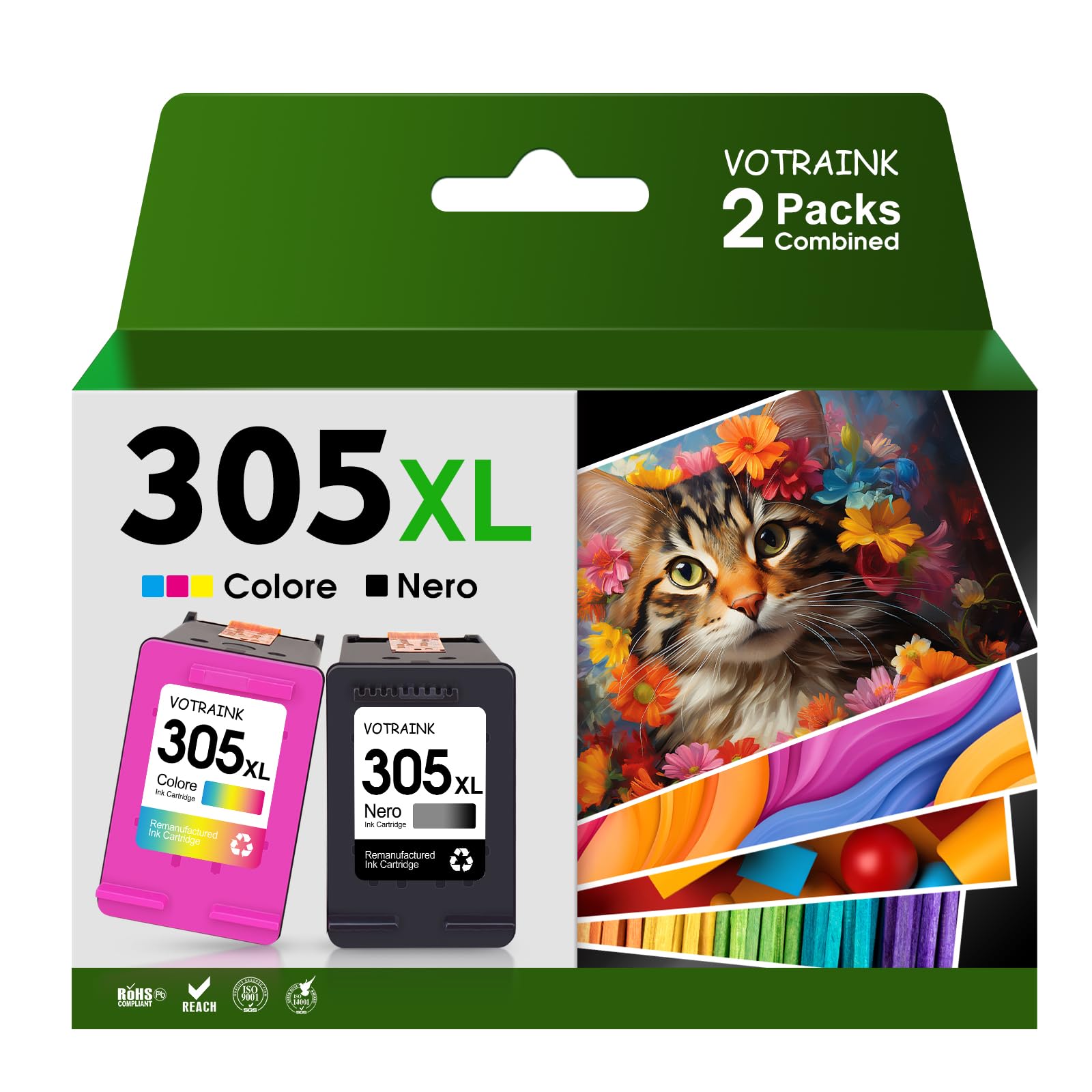 VOTRAINK 305XL Compatibile con Cartucce HP 305 Nero e Colore con HP DeskJet 2820e 2720e 2720 2710e 2710 DeskJet Plus 4130 4120 4110 Envy 6020e 6022 6022e 6030 6030e Envy Plus 6430e Nero Colore