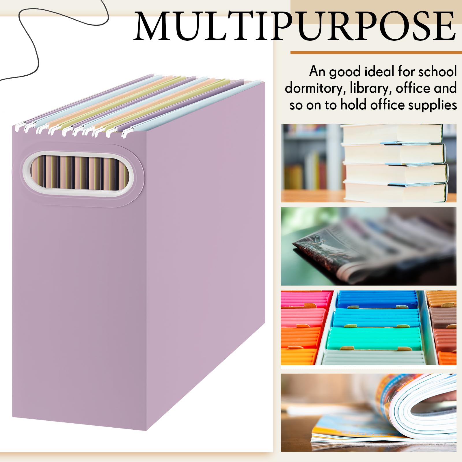 PerKoop Lot de 6 organiseurs de fichiers à suspendre - Format lettre - Pour la maison, le bureau, la salle de classe, la rentrée scolaire - Avec 12 étiquettes inscriptibles - Couleur Morandi