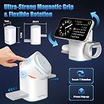 3 in 1 Wireless Charging Station for Apple & Samsung, Qi2 Certified 15W Fast Magnetic Wireless Charger Stand for Magsafe iPhone 17/16/15/14/13/12 Pro Max, Galaxy S25/24/23/22, AirPods, iWatch