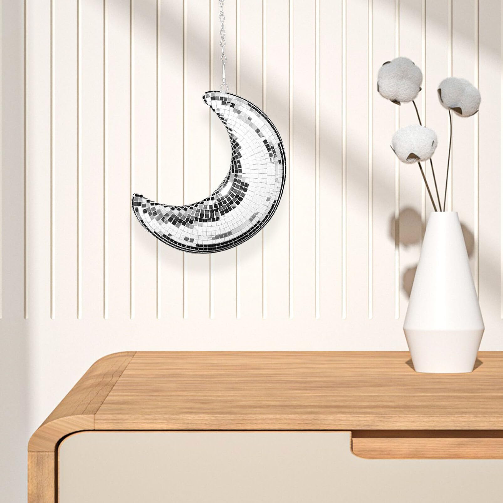 Alipis Mirror Disco Moon Shape Hanging Decor Unique Party Decoration for Pub Bar
