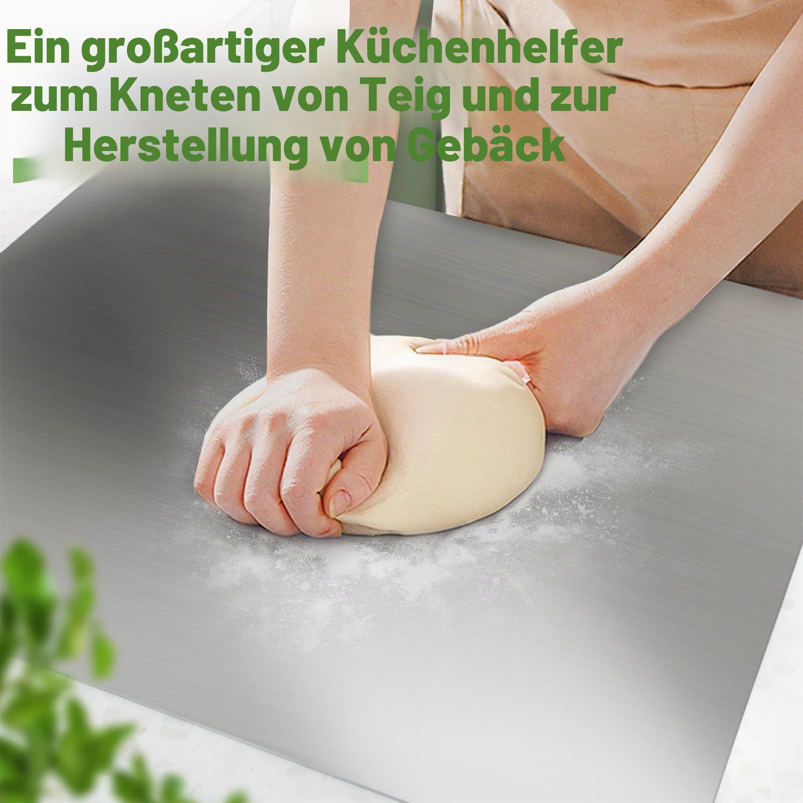 Profi edelstahl schneidebrett, 80x50 cm Schneidebrett zum Kneten Küchenarbeitsplatte, Edelstahl Brett küche Arbeitsplatte für Fleisch, Obst, Gemüse, Brot und Backen (80x50 cm)
