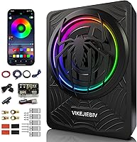 Vista 1 de 1200W RGB Subwoofer, Slim Underseat Car Subwoofer and Amp Package with RGB Beat-Synced Light, Individual Control for Low Pass/Gain/Boost Bass, Deep
