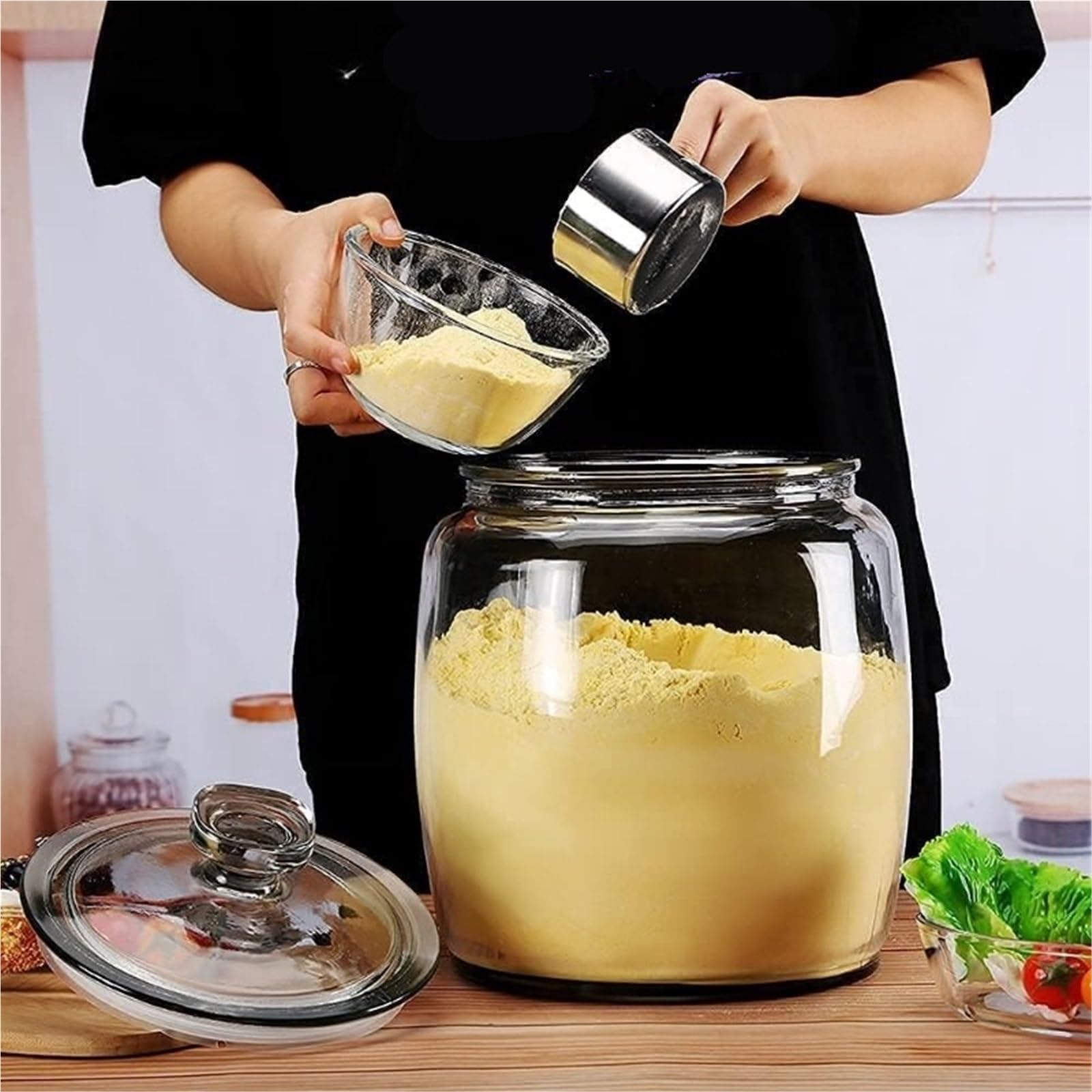 Tarro De Caramelo Frascos de vidrio for dulces de 2,5 galones con tapas, tarros de almacenamiento de alimentos con tapas for almacenamiento de cocina, harina, azúcar, Pasta, dulces Para Bodas Caramelo