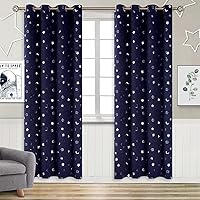 Vista 99 de BGment - Cortinas opacas para dormitorio infantil, con ojales, con aislamiento térmico, estampado de estrellas plateadas, para oscurecer