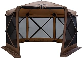 Gazelle Tents G6 Portable Deluxe Pop Up 6 Sided Hub Gazebo Screen Tent with Easy 60 Second Set Up and Zippered Door, Fits Price In India