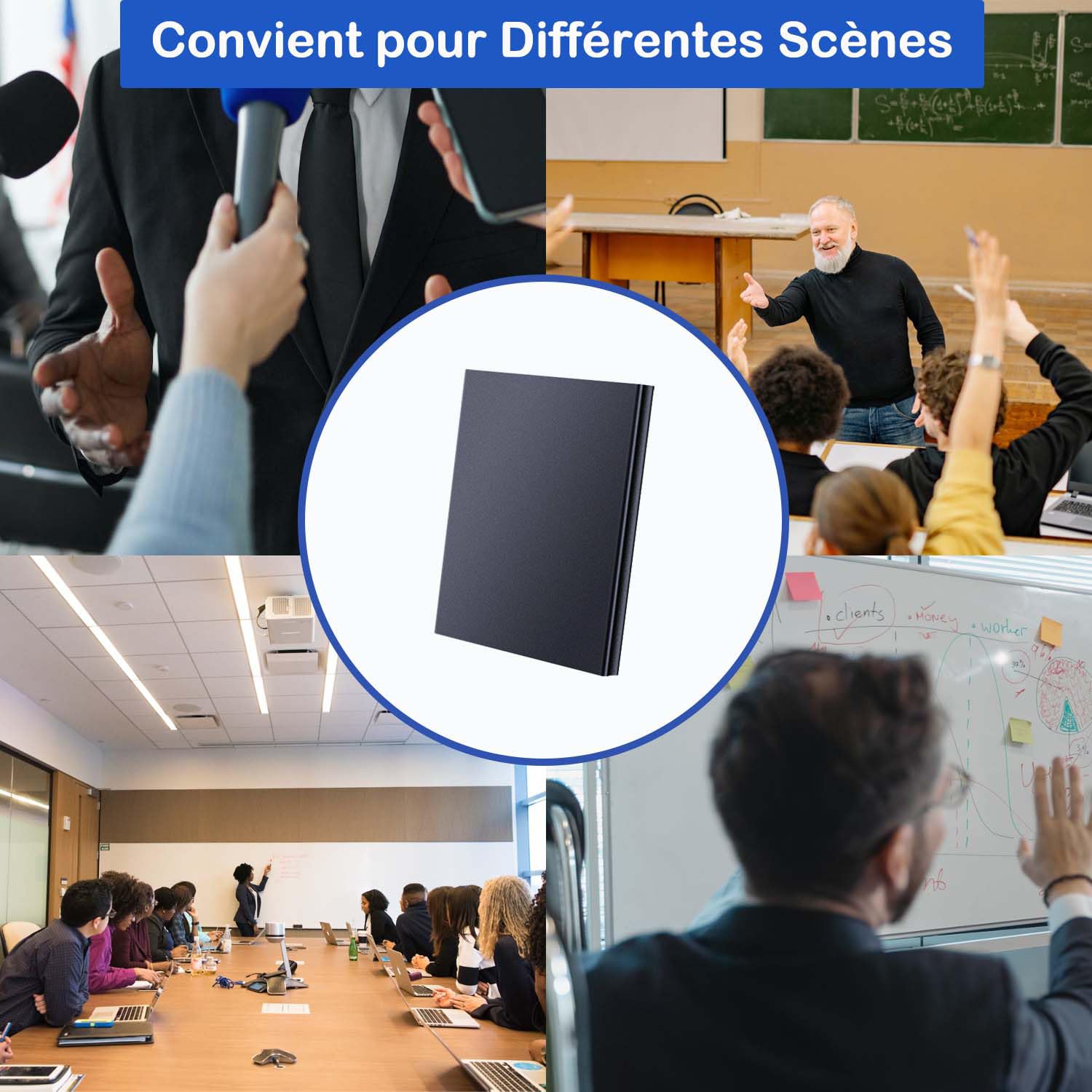 Enregistreur Vocal Mini 64 Go Enregistreur Vocal Professionnel avec Activation Vocale 60 Heures d'enregistrement Enregistreur Vocal Rechargeable USB pour Réunions Interviews Leçons