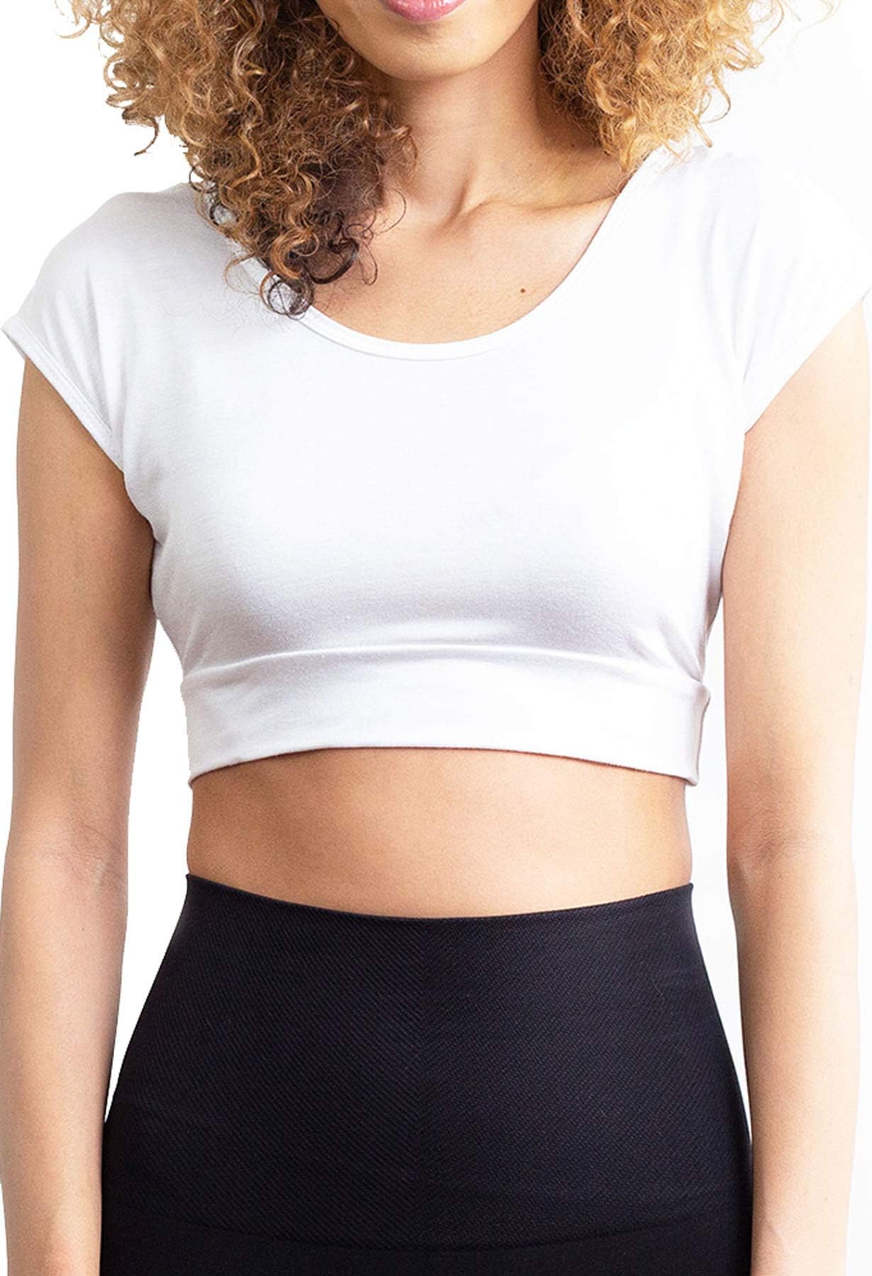 HT HALFTEEWomen Tank Top Cami Layering HALFTEE Cap Sleeve Tee | Demi Crop Undershirt for Women & Teens XS-6X