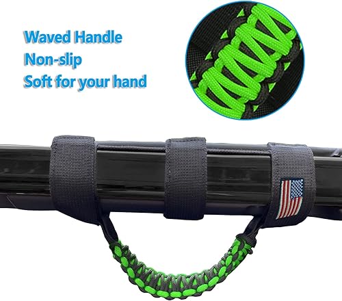 Miniatura 24 de Asas de agarre de barra antivuelco de cuerda de paracaídas prémium para Jeep Wrangler YJ TJ JK JKU JL JLU Sports Sahara Freedom Rubicon Unlimited X