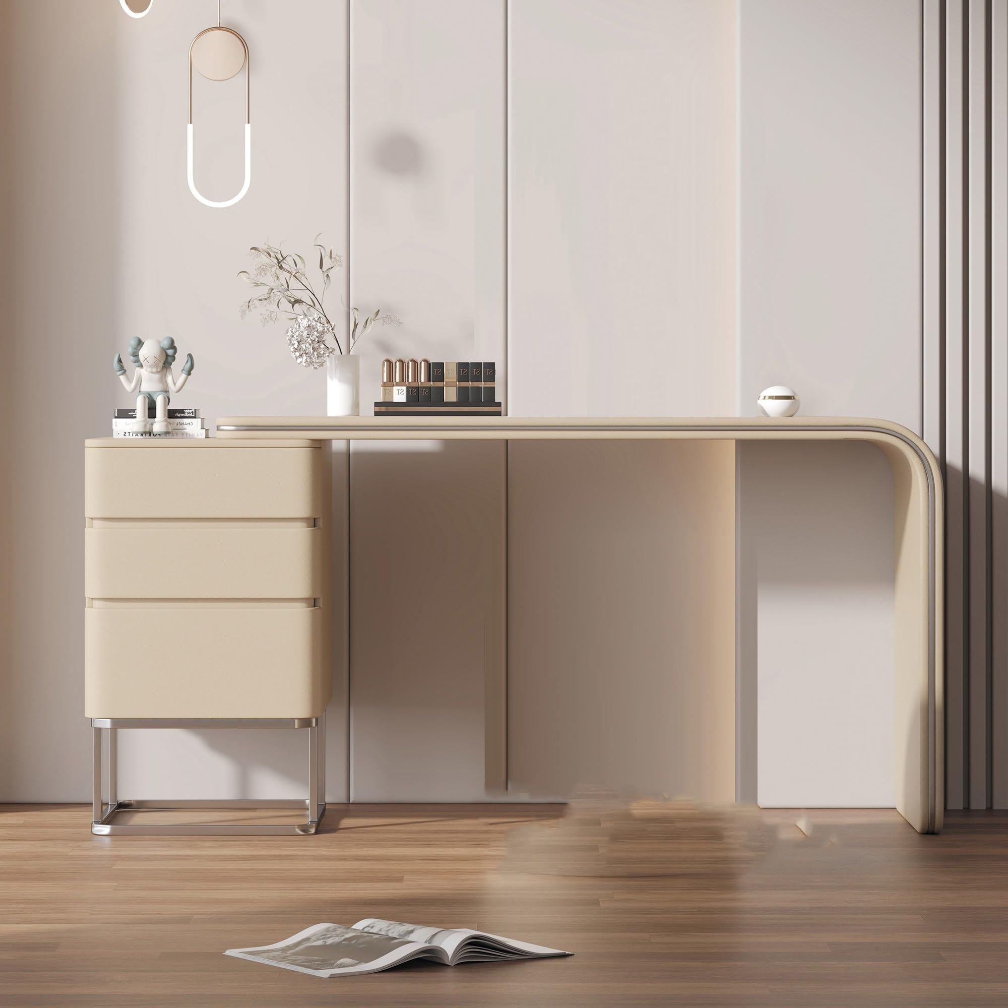 Tavolino da toeletta con luci a LED, toilette trucco con sgabello, Tavolo da toi