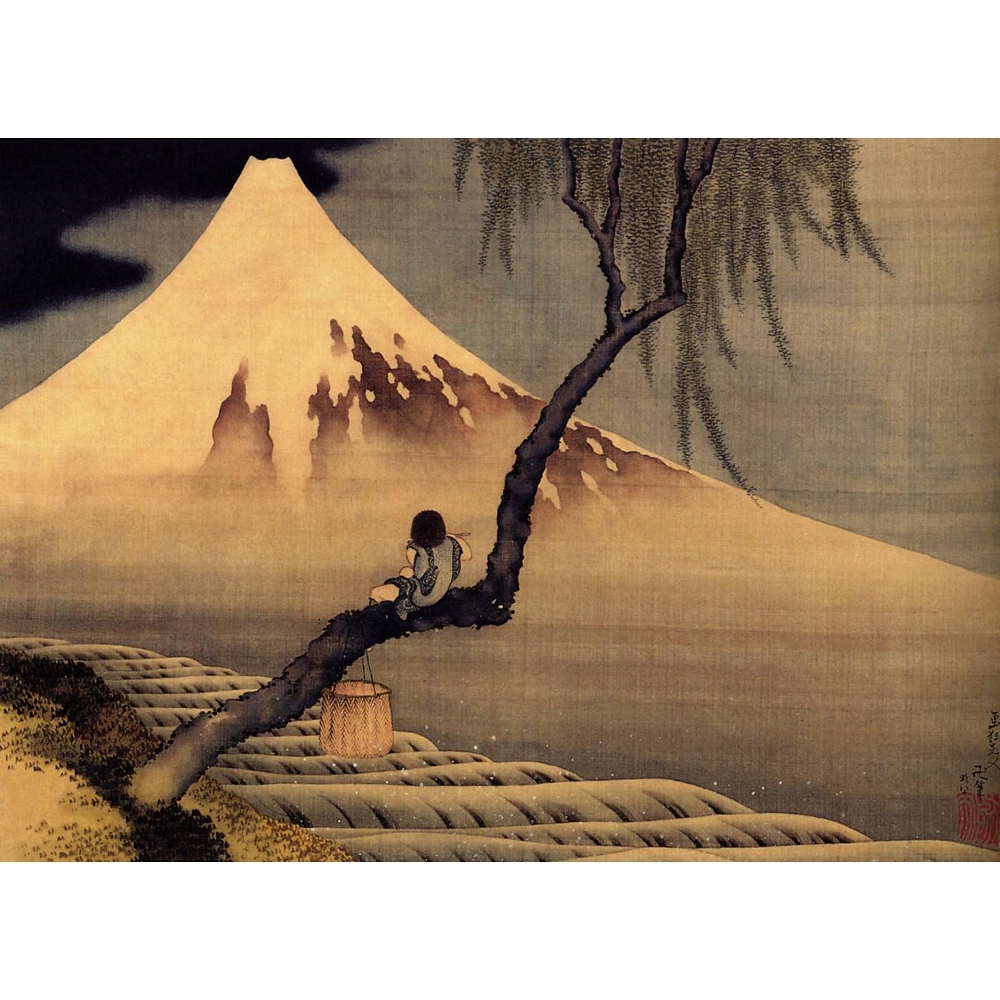 Impression giclée Hokusai Garçon devant Fujiama grande toile décoration murale - 2