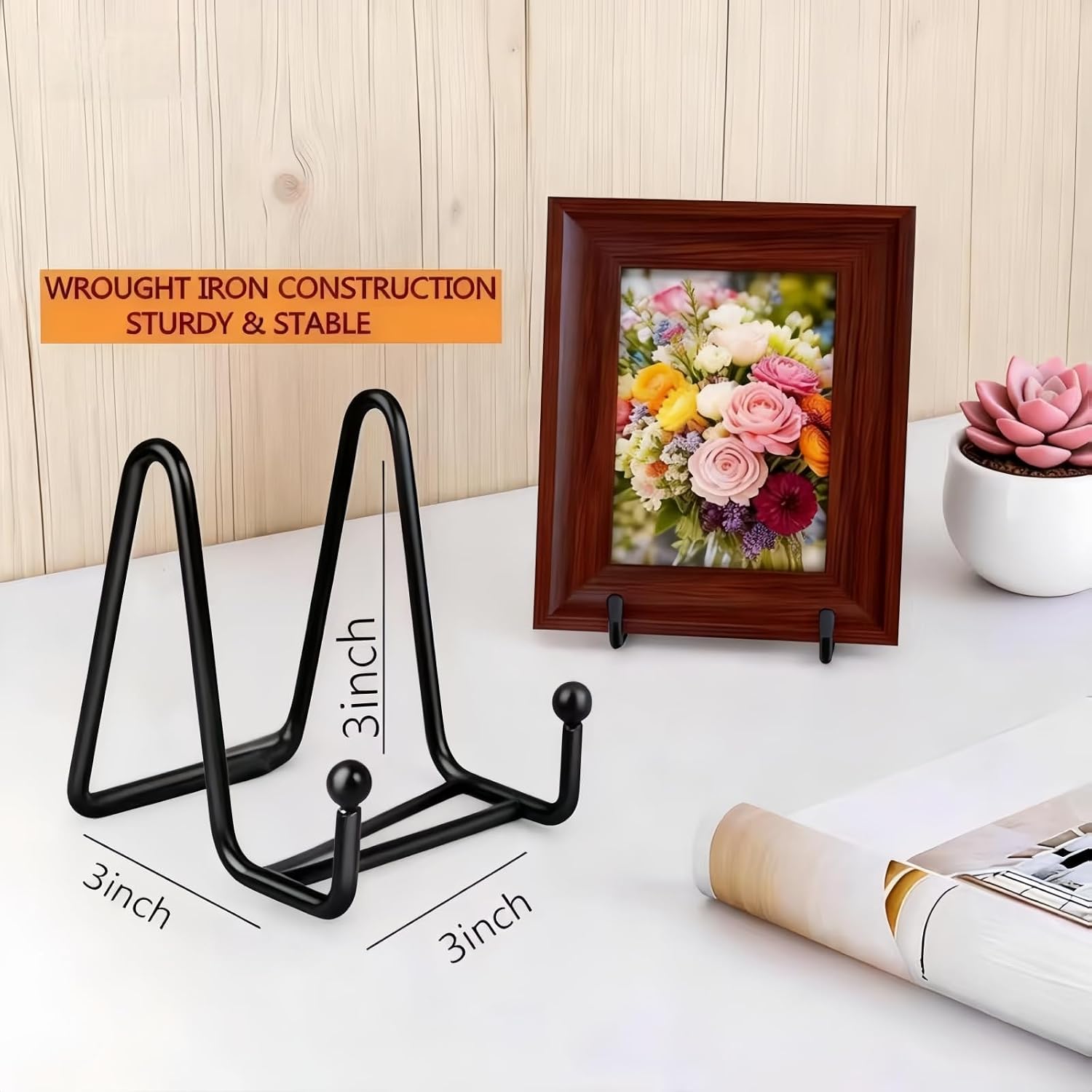 4 Pcs Decorative Plate Stand Display Stands Holders Plate Holder Stands for Photo, Picture Decorative Plate Dish and Tabletop Art