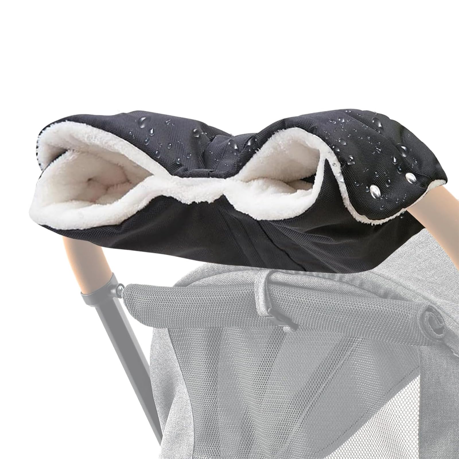 Pram Gloves Winter Hand Muff, Universal Fit Black Oxford Fleece