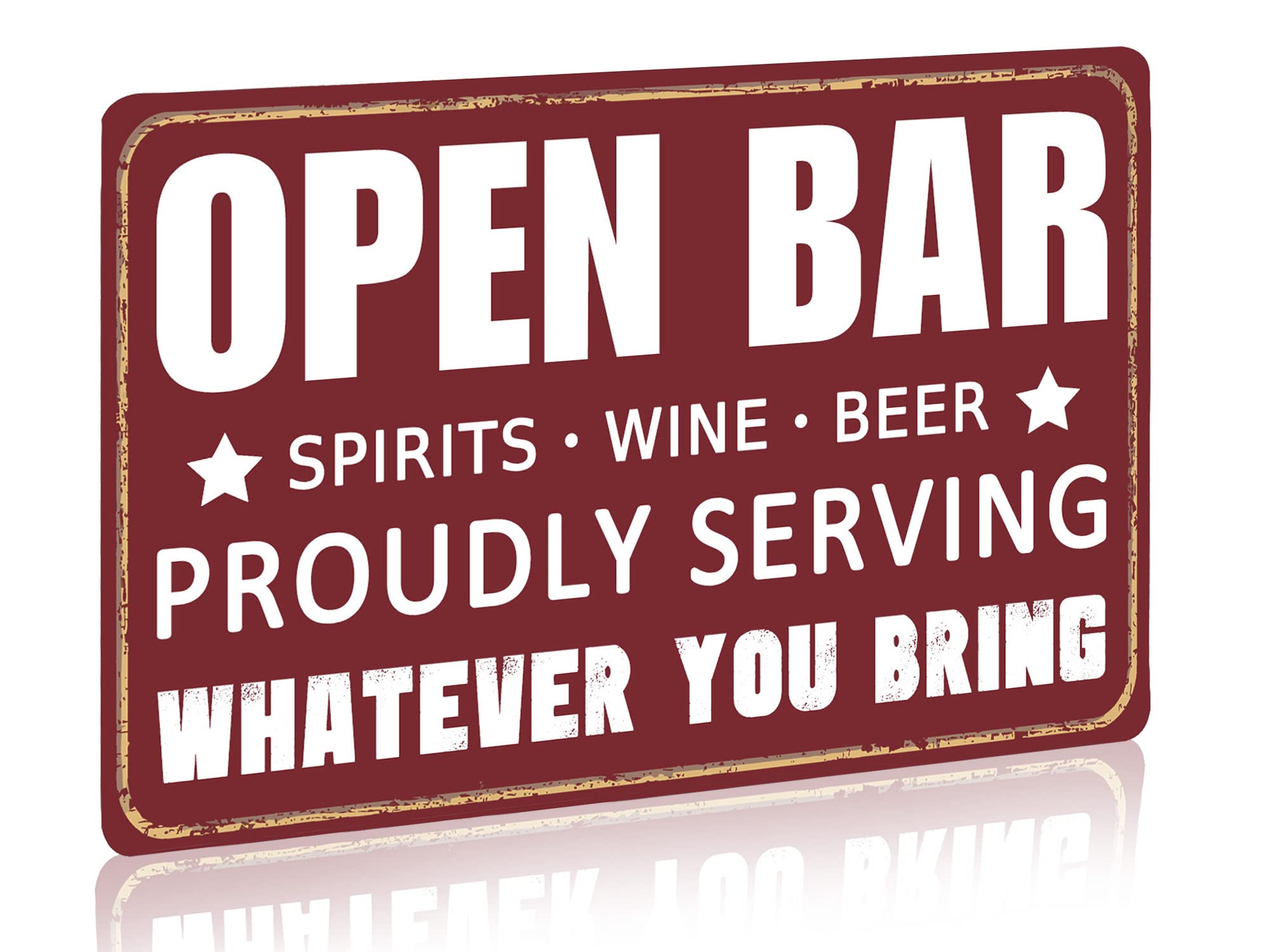 SMAZDFXX Vintage Open Bar Tin Signs Cheers Metal Signs Funny Wall Decor Accessories For Home Bar Man Cave Backyard 8"x12"