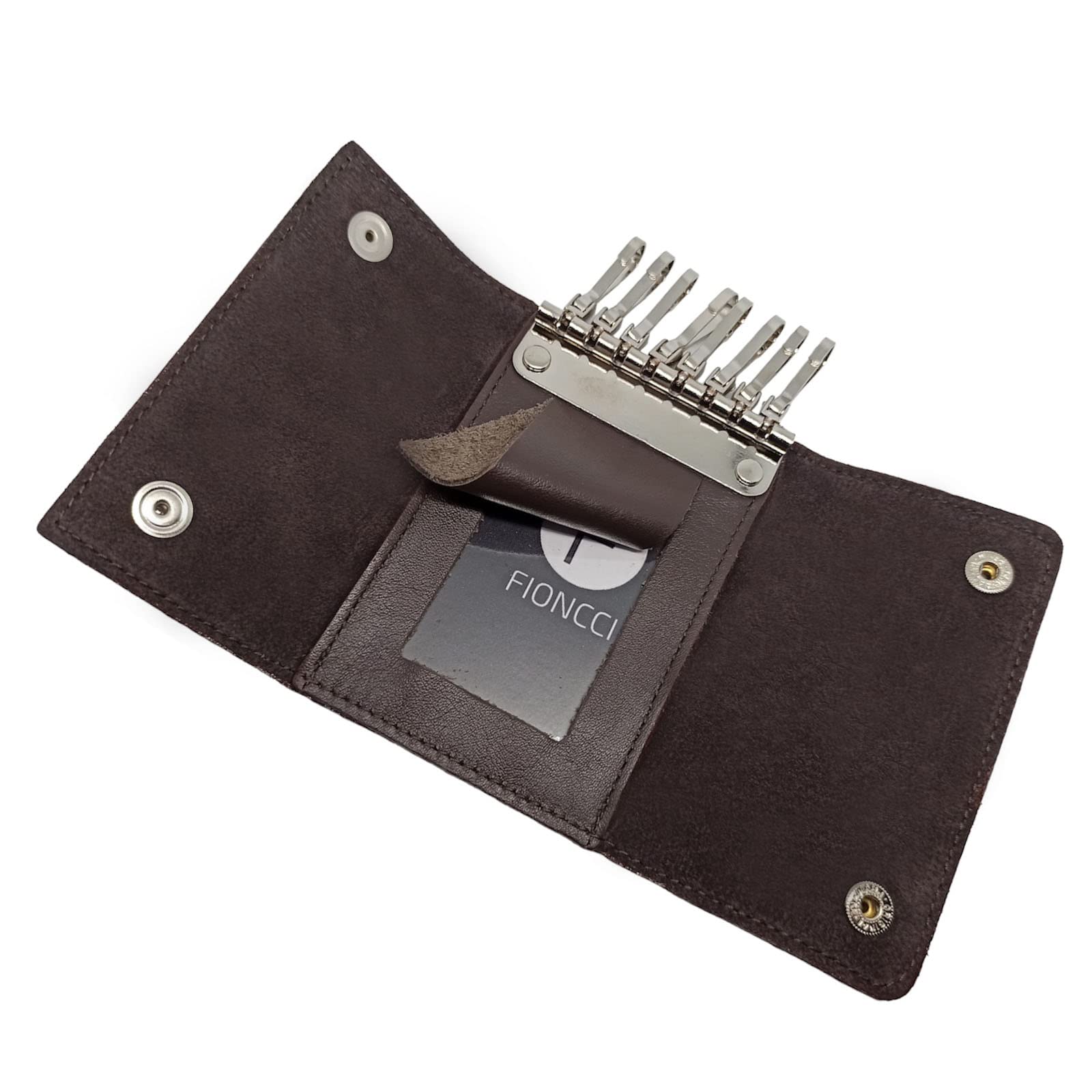 FIONCCI Llavero Piel genuina de Hombre y Mujer con Cierre de Broche – Hecho a mano por artesanos experimentados – Bolsa para guardarlo – Varios Modelos Cuero autentico