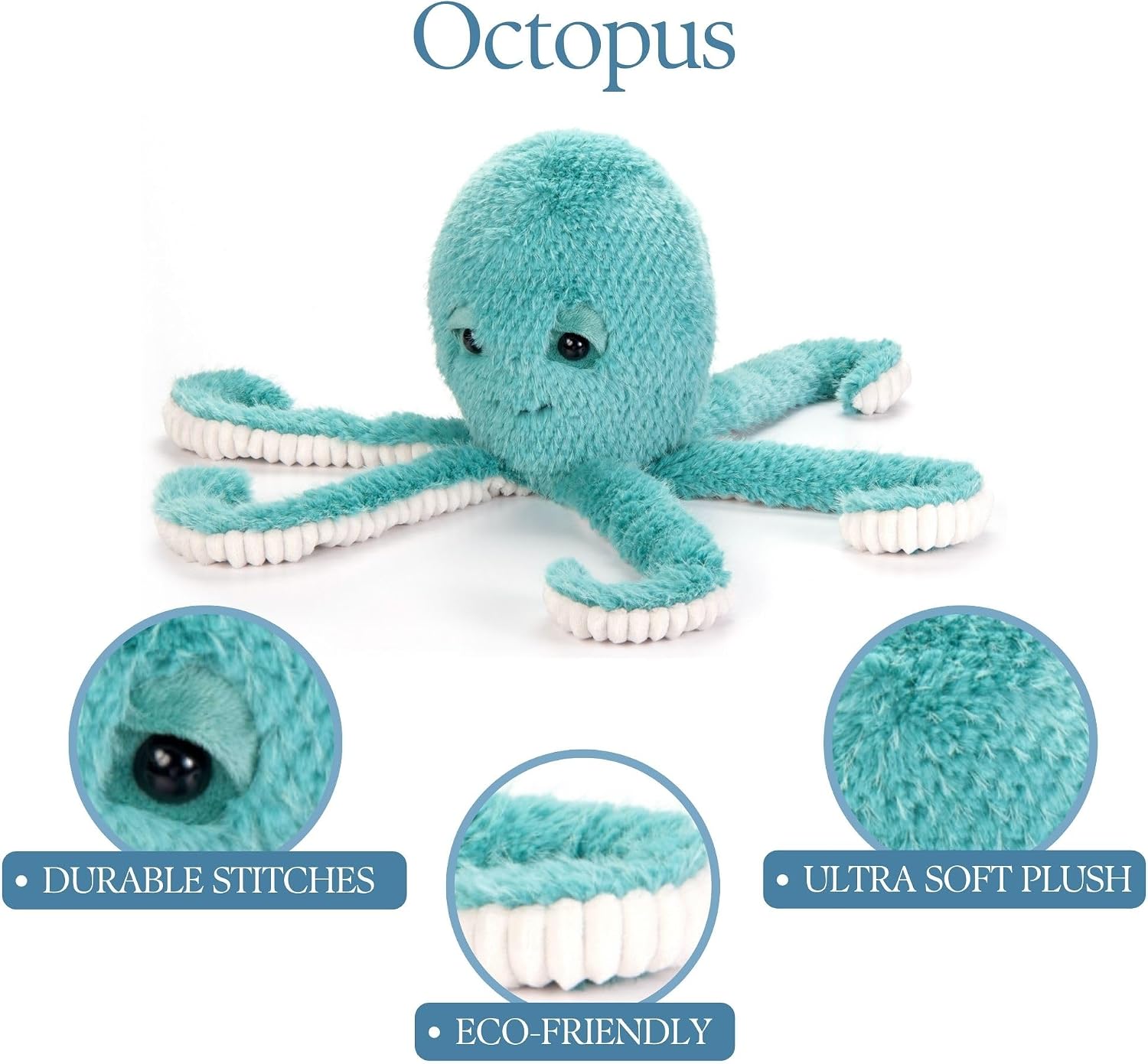 The Petting Zoo Octopus Stuffed Animal Plushie, Gifts for Kids, Fuzzlez Sealife Animals, Octopus Plush Toy, 14 inches