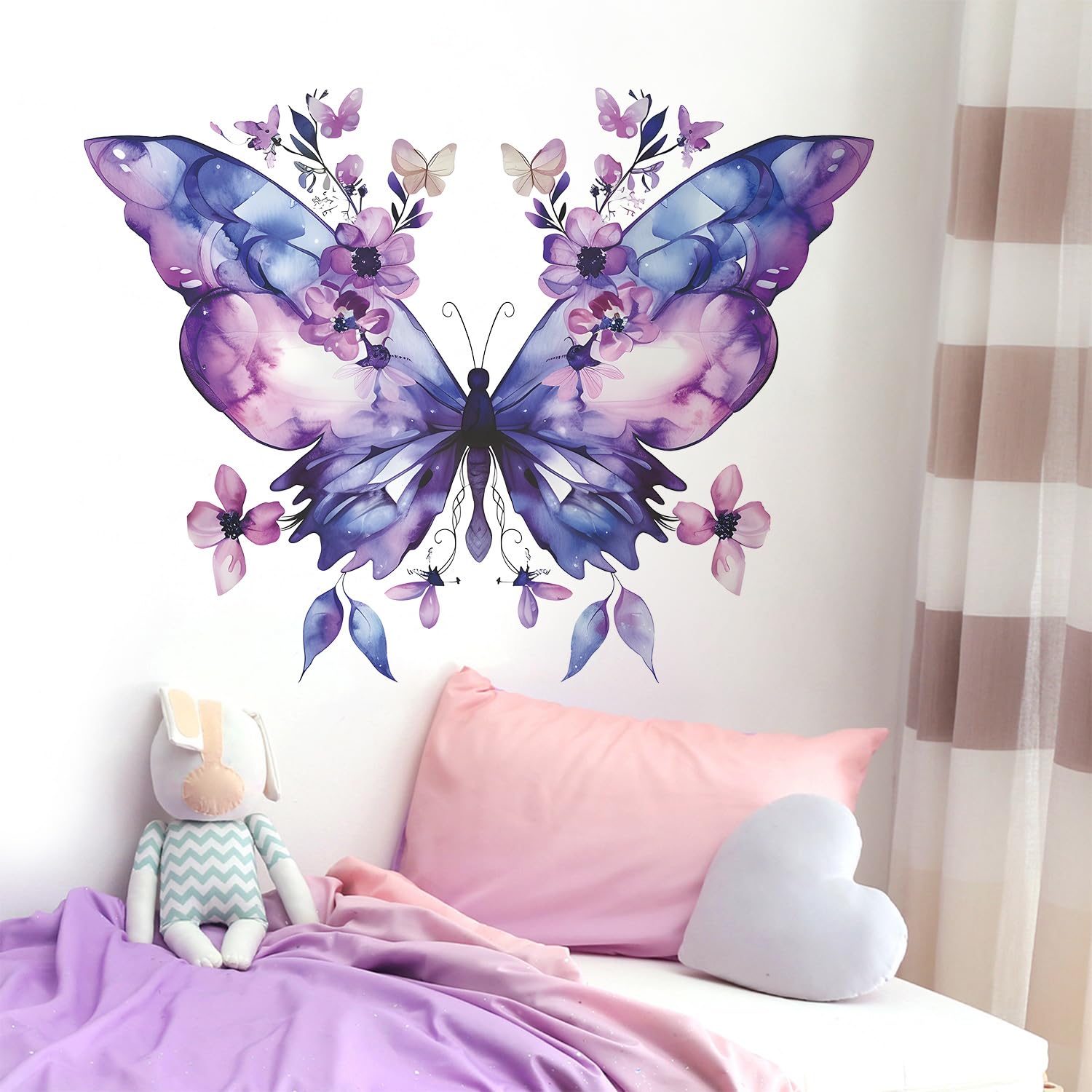 Amazon.com: RAINBOW WSK Purple Blue Butterfly Wall Decals Removable ...