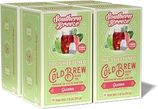 Guava Cold Brew Sweet Tea Guava Iced Tea with Black Tea and Zero Carbs Zero Sugar, 20 Individually Wrapped Tea Bags Pack of 4