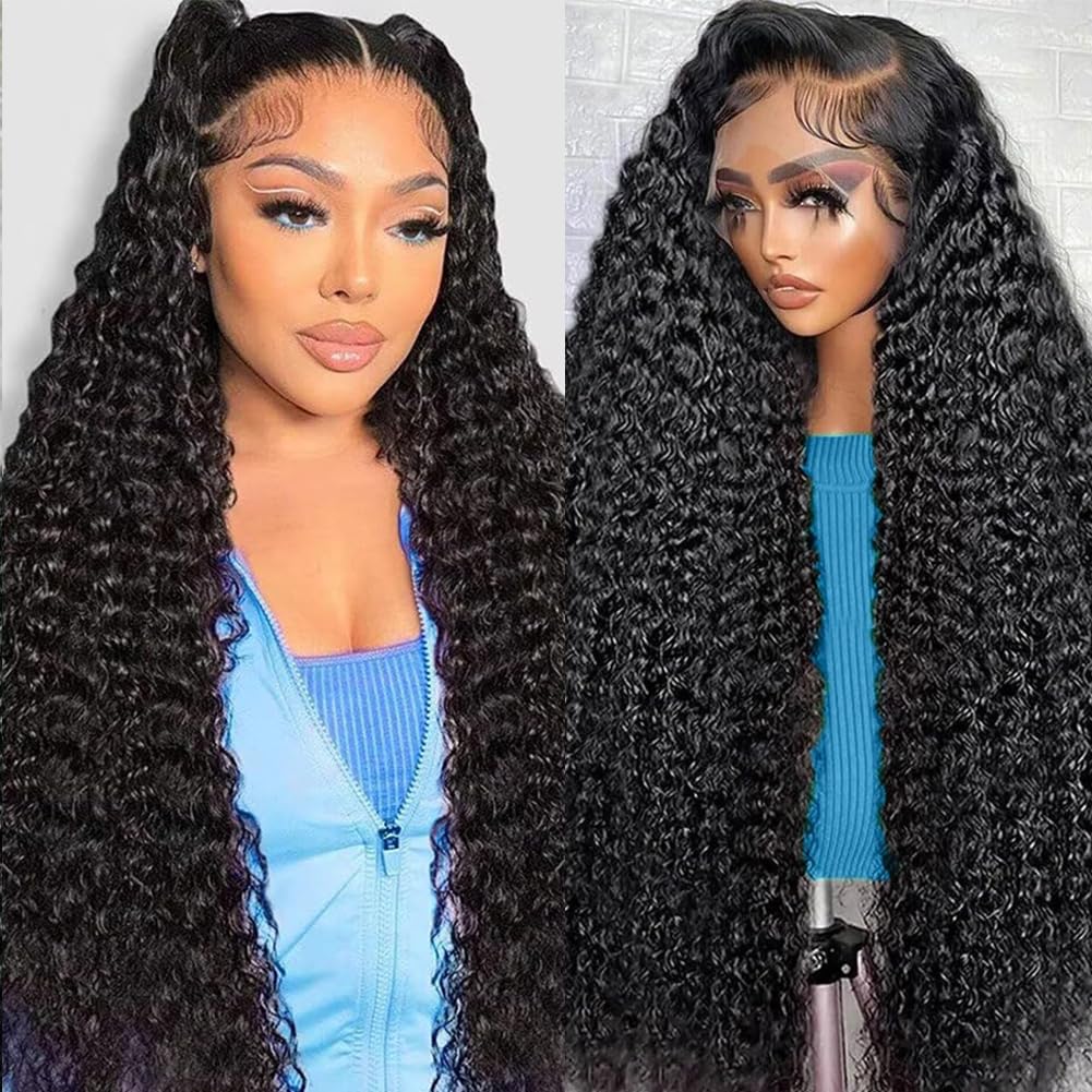 13x6 Ombre Highlight Lace Front Wig Human Hair 4/27 Colored Deep Wave Human Hair Wigs 180% Density HD Transparent Lace Frontal Wigs Pre Plucked Glueless Wig 24 Inch