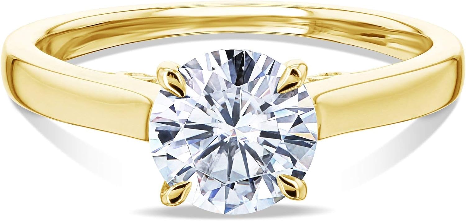 Kobelli 1ct Round Moissanite Volutes W-Head Ring 14K Gold (G-H/VS)