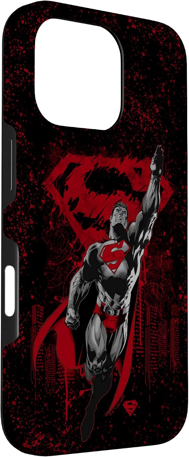 iPhone 16 Pro DC Comics Superman Distressed Red Painted City Poster Case