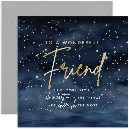 Miniatura 5 de Tarjeta de cumpleaños para novio, diseño de estrellas maravillosas, tarjeta de cumpleaños masculina para hombres y adultos, diseño de cielo de