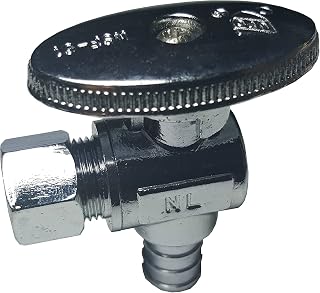 XFITTING 3/8" Od Compression x 1/2" Pex Angle Stop Valve- Brass With Metal handle 24-3-2 (10)