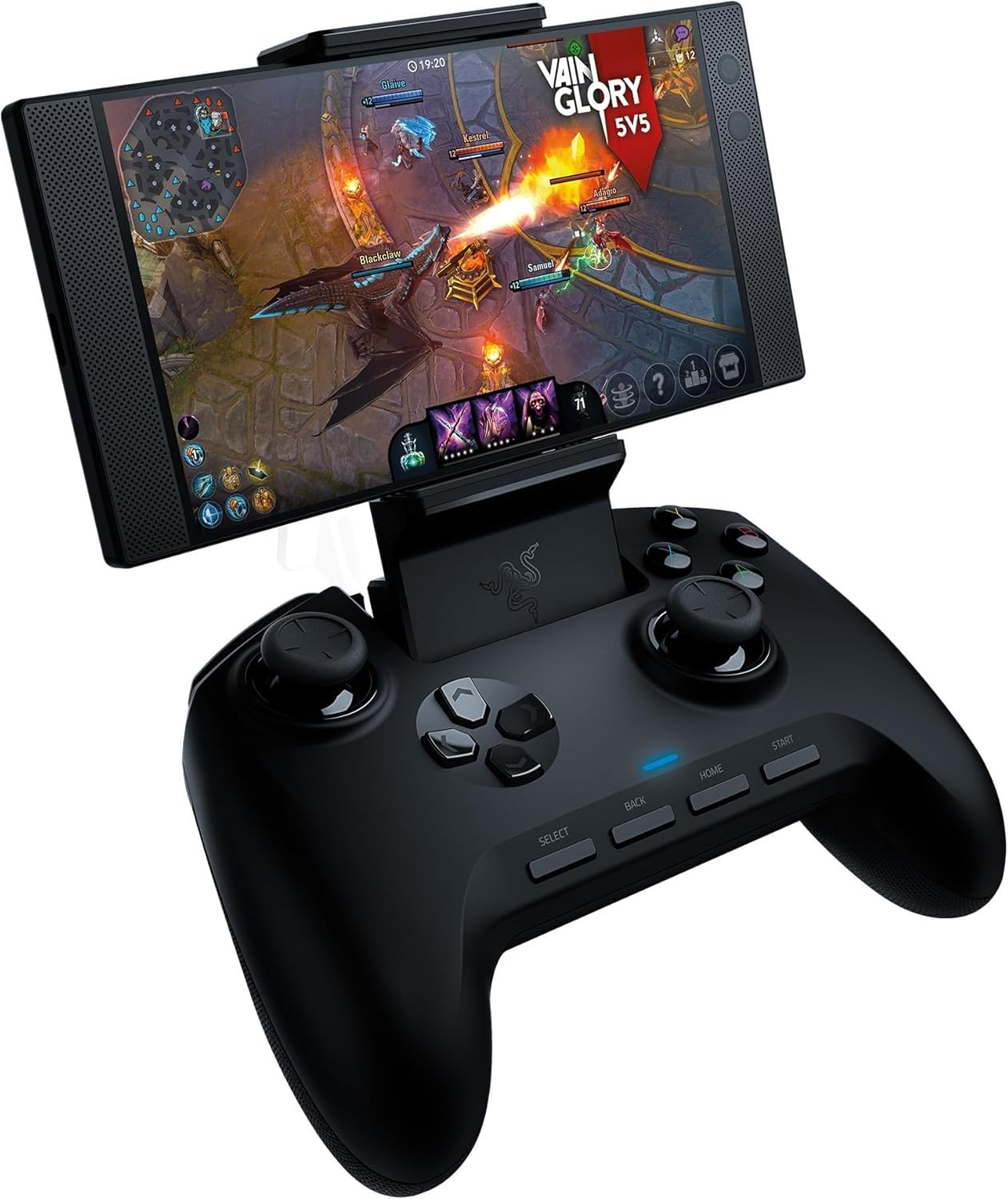 Razer Raiju Mobile Gaming Controller with phone mounted