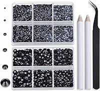 Vista 61 de Bymitel Hotfix - Gemas redondas de diamantes de imitación de cristal para manualidades, mezcla de 6 tamaños con kit de lápiz de cera, negro