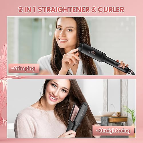Miniatura 3 de Engarzadora de cabello para mujeres, rizador de pelo, plancha rizadora 4 en 1, placas de hierro plano de cerámica, herramienta de pelo