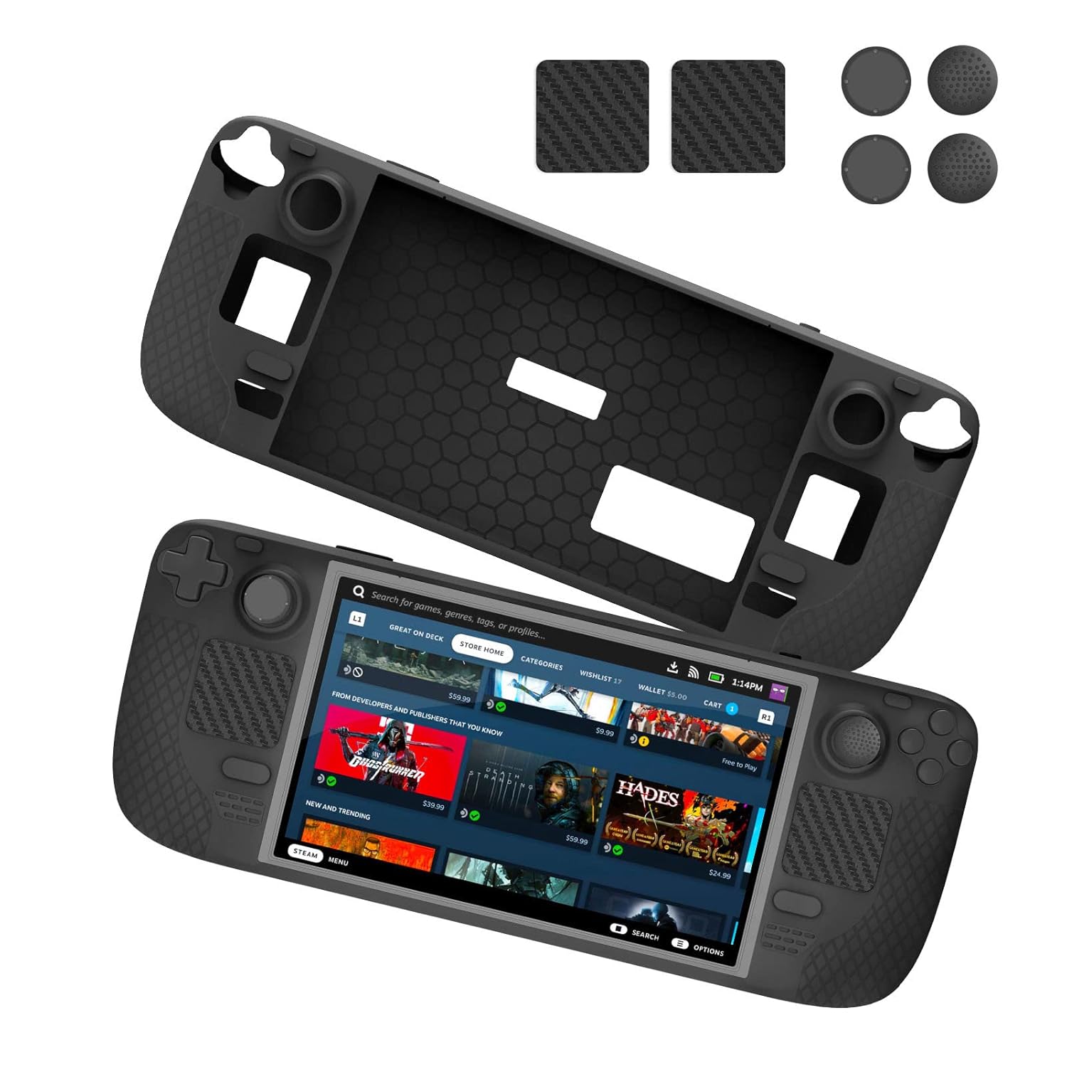Steam Deck Full Wrap Slim Case with Stand, Removable Face Cover, Drop