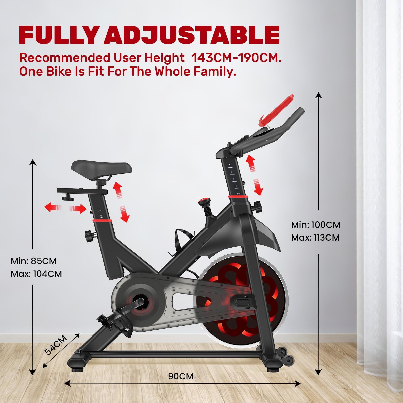 Cyclette Magnetica, Ciclismo Fitness Interno Silenzioso con Resistenza Regolabile, Display LCD, Supporto Tablet, Sella Confortevole, Capacità 150 kg