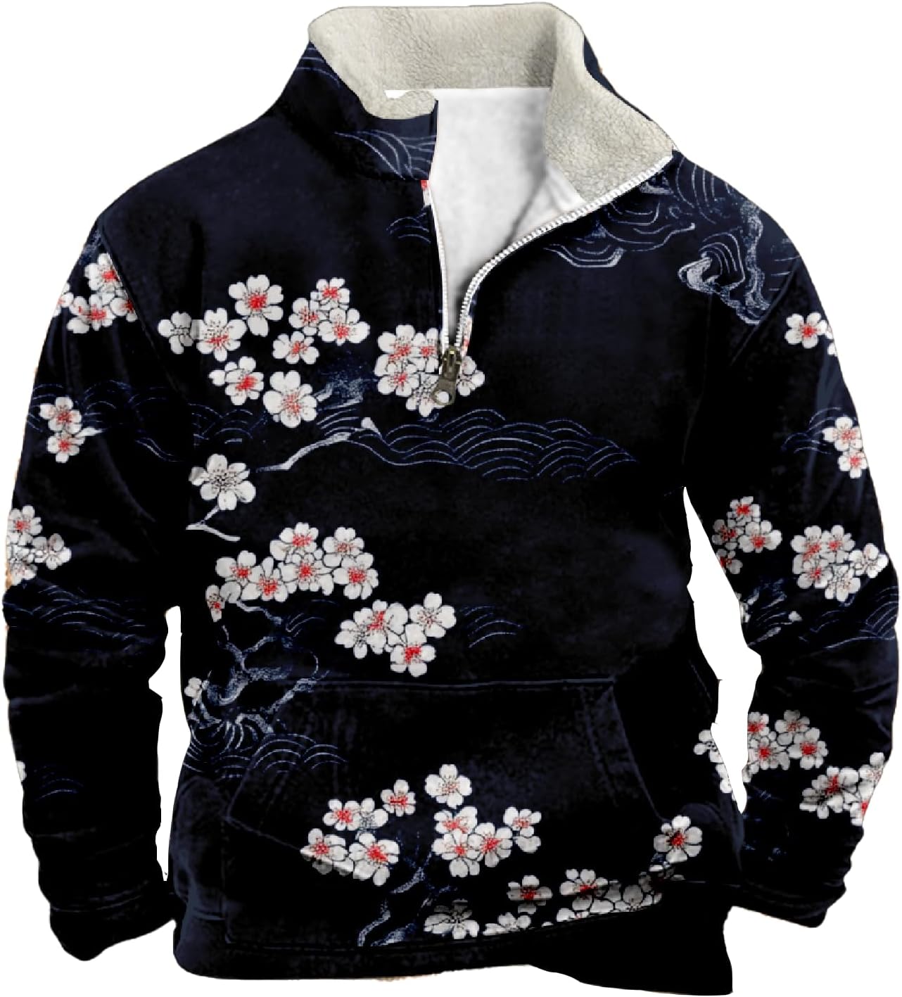 MARSVOVO Quarter Zip Sweatshirt Men Fashion Zip Up Vintage Western Cowboy Polo Pullover Long Sleeve Fall Graphic Tops