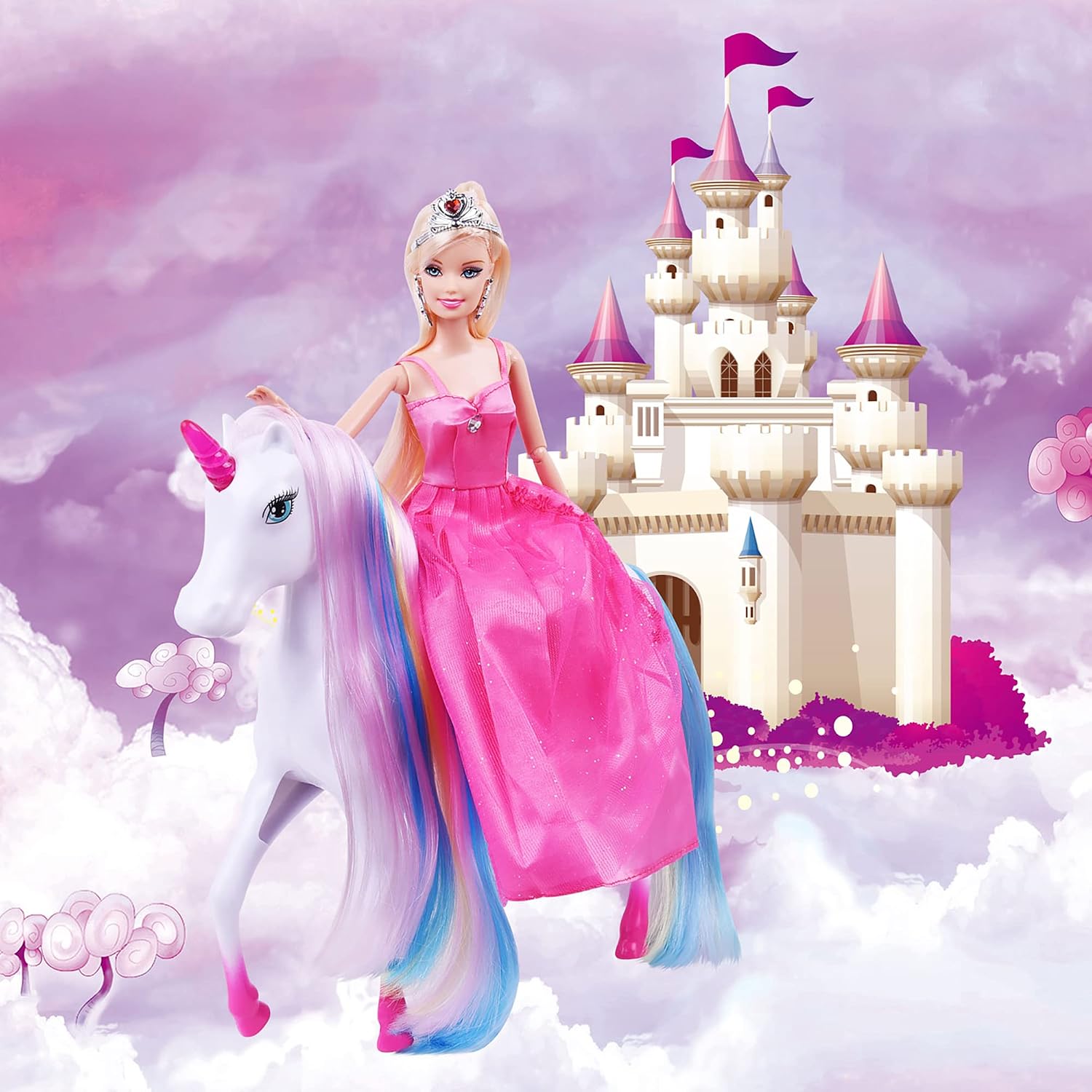 11.5 Inch Fashion Doll with Light Up Unicorn, Dress Up Playset